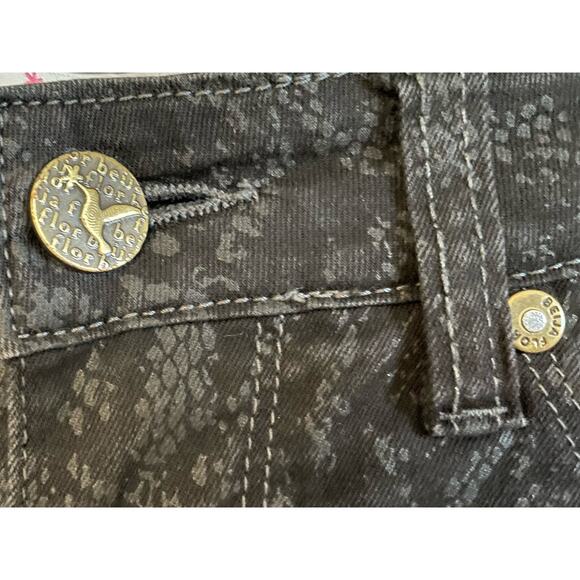 Beija Flor Jeans Audrey Slimming Ankle Black Snakeskin Print Stretch Size 2 Edgy - Picture 4 of 11